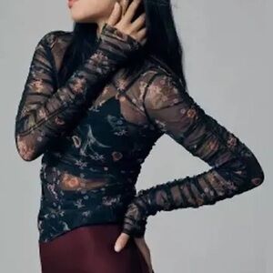 Floral Sheer Black Top